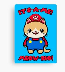 Cat Cute Funny Kawaii Mario Parody Canvas Print