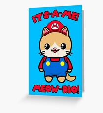 Cat Cute Funny Kawaii Mario Parody Greeting Card