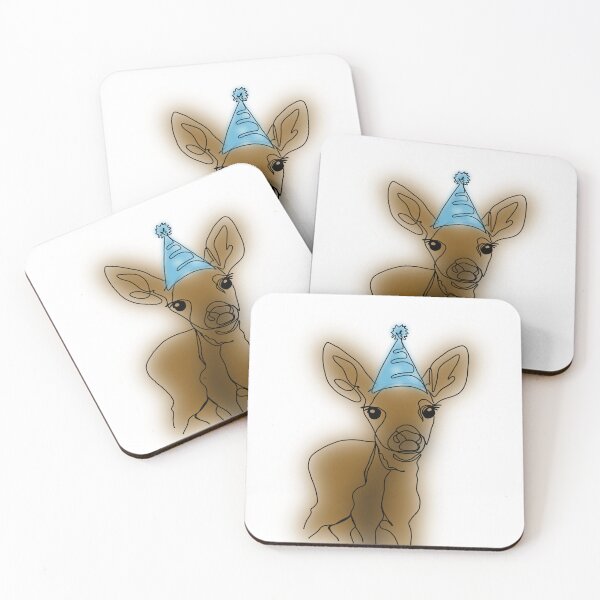 Item preview, Danielle the Festive Deer in a blue Party Hat – animalzinhats designed and sold by Ashley’sAnimalz.