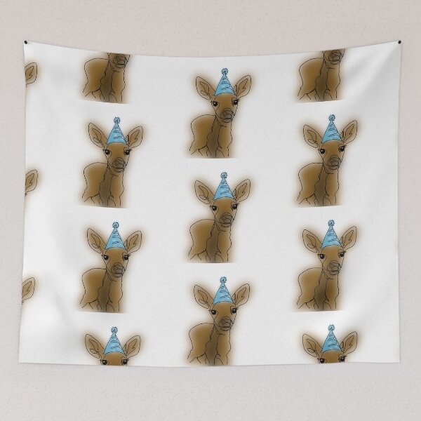 Item preview, Danielle the Festive Deer in a blue Party Hat – animalzinhats designed and sold by Ashley’sAnimalz.
