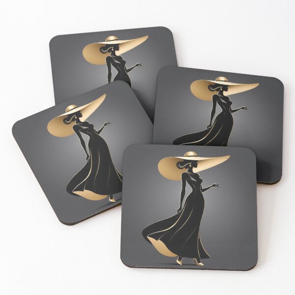 Item preview, Golden Silhouette - Elegant Woman in Hat Art designed and sold by VA Design.