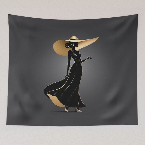 Item preview, Silueta dorada - Arte de mujer elegante con sombrero designed and sold by VA Design.