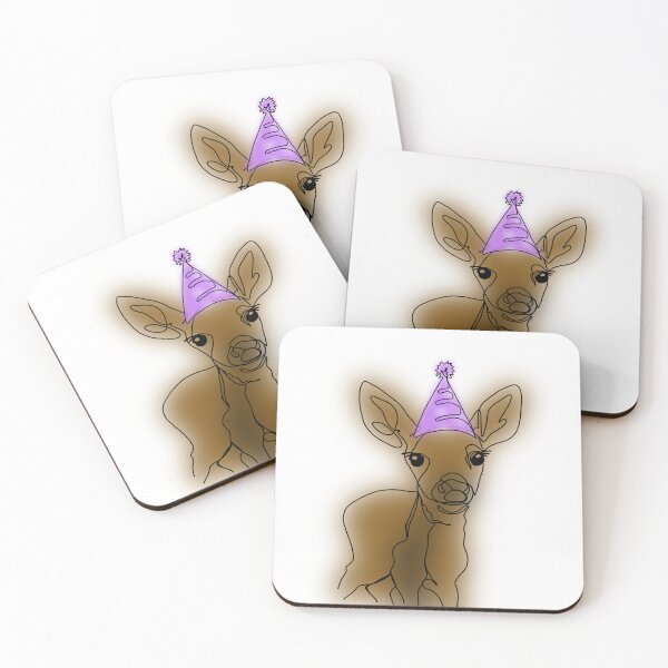 Item preview, Danielle the Festive Deer in a purple Party Hat – animalzinhats designed and sold by Ashley’sAnimalz.
