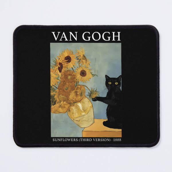 Item preview, Van Gogh Black Cat With Sunflowers Funny Cat designed and sold by chung2525.