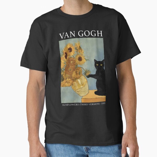 Aperçu de l'œuvre Van Gogh Chat noir avec des tournesols Chat drôle créée et vendue par chung2525.