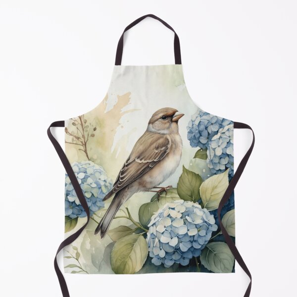 Item preview, Finch on Hydrangea Watercolor designed and sold by WaterBirdArt.