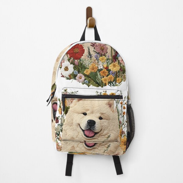 Item preview, “Golden Chow Chow Joy” Embroidery-Inspired Fluffy Dog Surrounded by Wildflowers designed and sold by ffcwear.