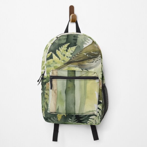 Item preview, Warbler in Fern Forest Watercolor Scene designed and sold by WaterBirdArt.