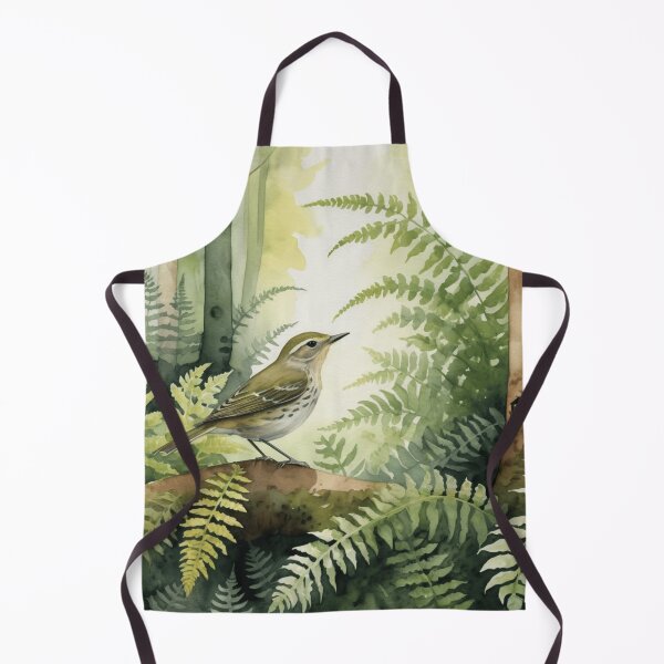 Item preview, Warbler in Fern Forest Watercolor Scene designed and sold by WaterBirdArt.