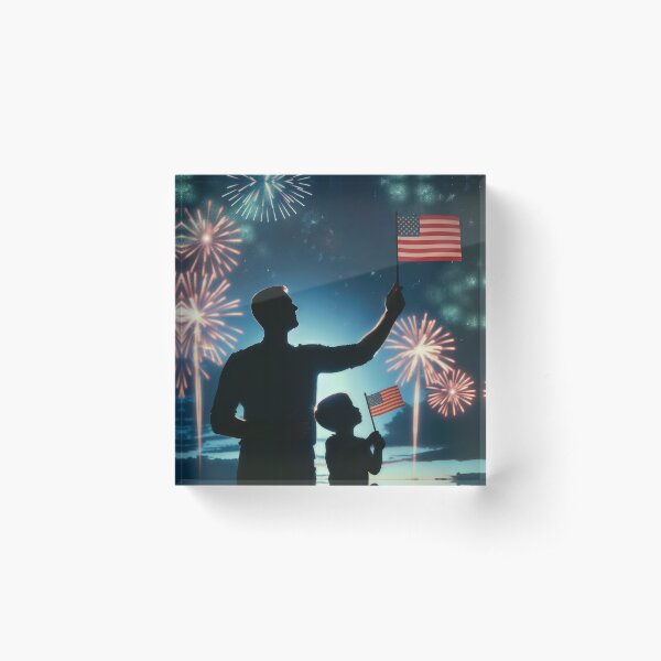 Item preview, Father and Son Holding American Flags designed and sold by Maria Dryfhout.