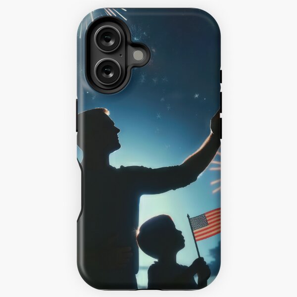 Item preview, Father and Son Holding American Flags designed and sold by Maria Dryfhout.