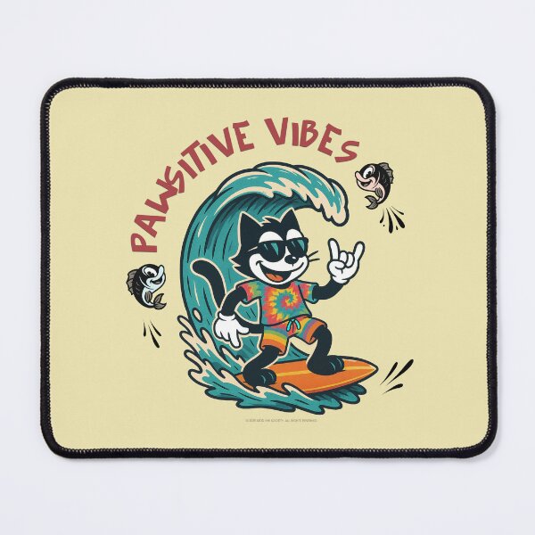 Item preview, Pawsitive Vibes - Retro Surf Cat designed and sold by ModInkSoup.