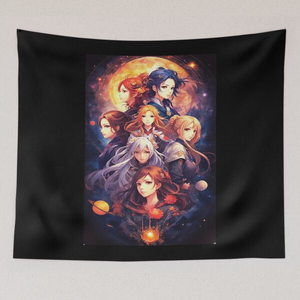 Item preview, Generic Anime Sci-fi Fantasy Image with 7 girls space background! designed and sold by Giulivo Store Graphic.
