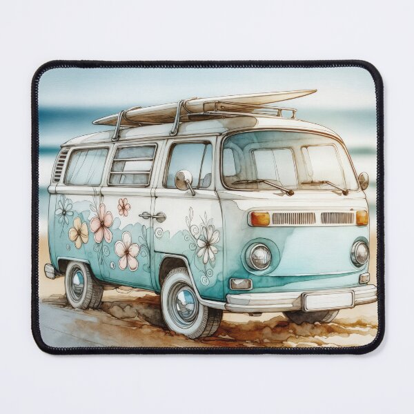 Item preview, Watercolor Retro Campervan With Surfboard designed and sold by Maria Dryfhout.
