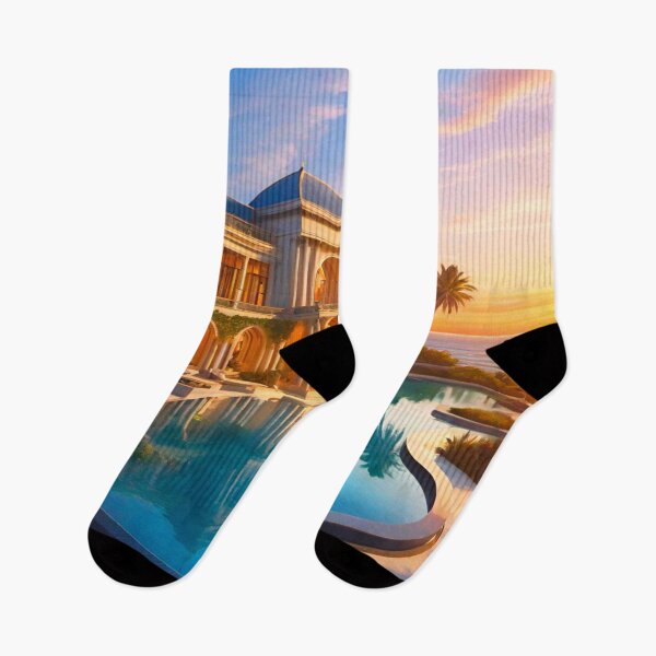 Item preview, Mega Mansion at Sunset – Poolside Luxury Dreamscape designed and sold by GrizzlyCollective.