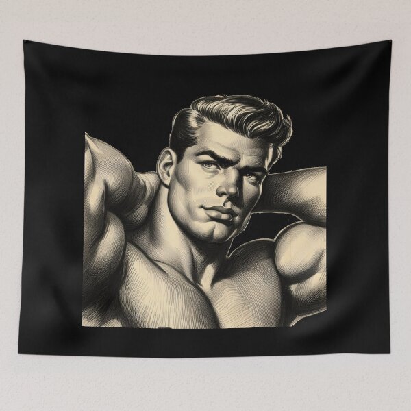 Item preview, 1940s Physique Hunks Muscle Power LGBTQ Gay Pride Graphic Design designed and sold by ItsAKinkThing.