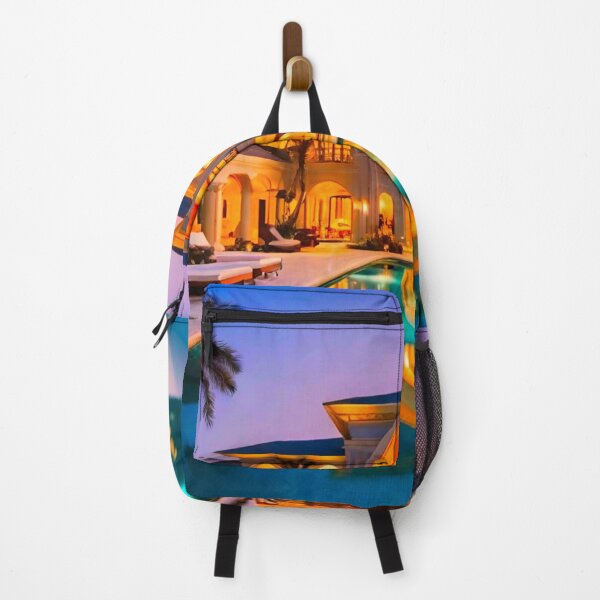 Item preview, Super Luxurious Sunset Mansion – Poolside Paradise Artwork designed and sold by GrizzlyCollective.