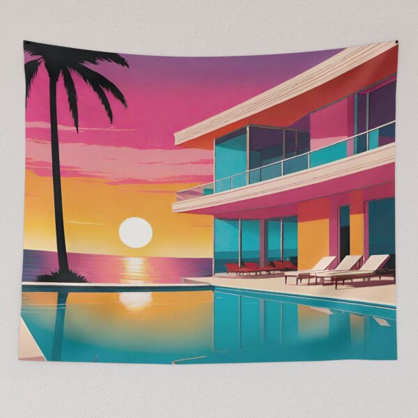 Item preview, Pop Art Beachfront Condo – Sunset Poolside Paradise designed and sold by GrizzlyCollective.