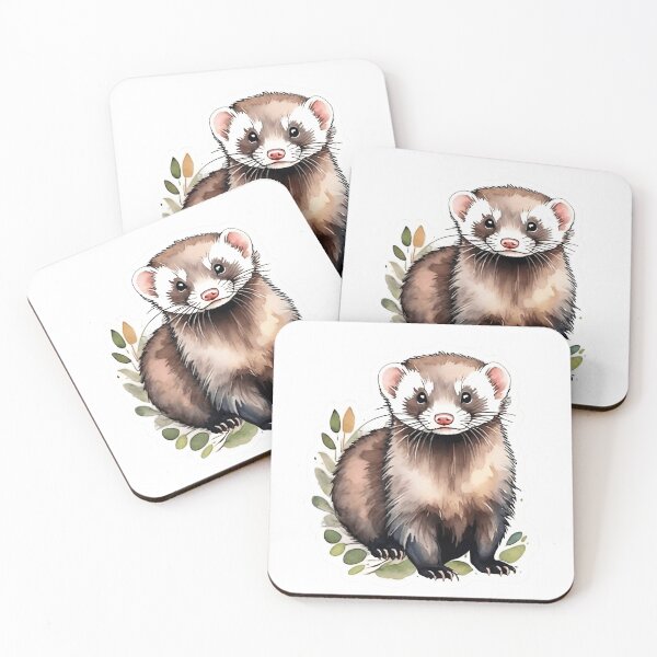 Aperçu de l'œuvre Autocollant aquarelle style furet créée et vendue par LDJBlank.