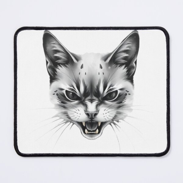 Item preview, "Feline Fury" – Monochrome Rage Art Print / Tee designed and sold by apoknight.