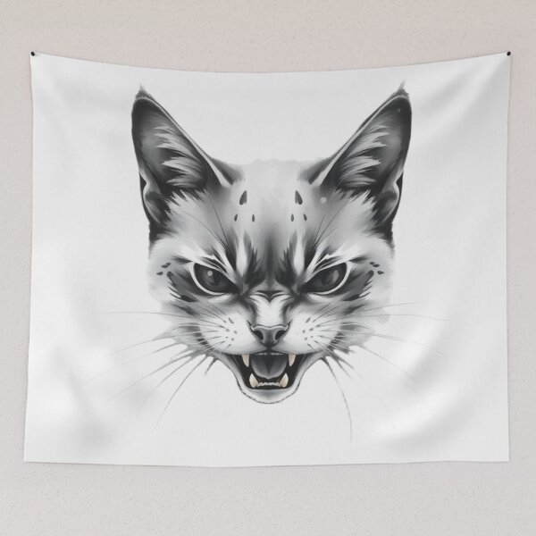 Item preview, "Feline Fury" – Monochrome Rage Art Print / Tee designed and sold by apoknight.