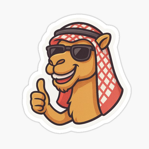 Item preview, Cooles Kamel – Wüsten-Daumen-hoch-Meme Sticker designed and sold by Style Dash.