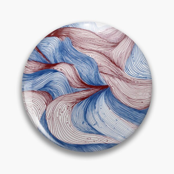 Item preview, "Azure & Ochre Currents - Abstract Line Art Waves" designed and sold by djovan.