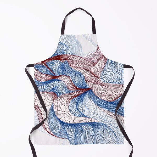 Item preview, "Azure & Ochre Currents - Abstract Line Art Waves" designed and sold by djovan.