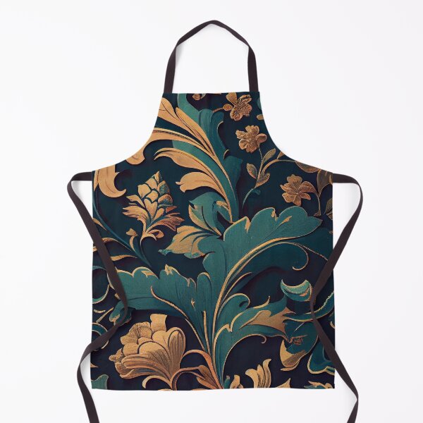 Item preview, Regal Bloom: Ornate Gold and Teal Floral Pattern designed and sold by ShadowAndSlate.