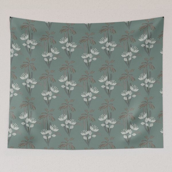 Item preview, Bold Organic leaves on grey green designed and sold by phatlizzardart.