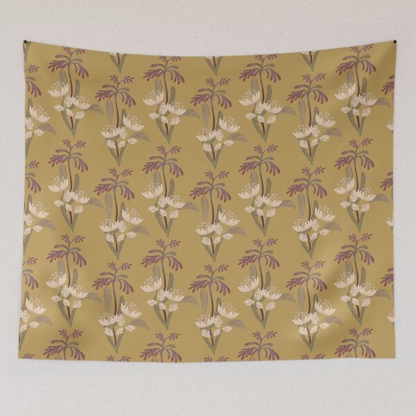 Item preview, Bold Organic leaves on warm mustard designed and sold by phatlizzardart.