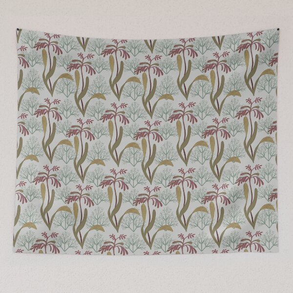 Item preview, Vertical, Bold Organic leaves on soft grey with green designed and sold by phatlizzardart.