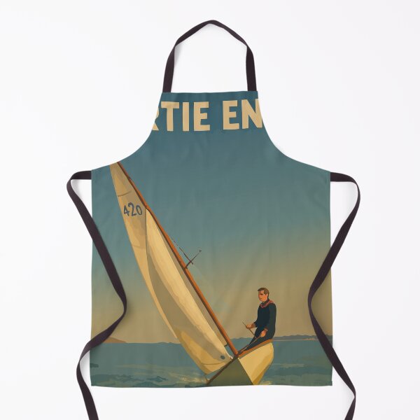 Item preview, Vintage sailing poster – Outing in a 420 in the bay of Lancieux – Retro nautical Brittany designed and sold by Atelier Brume.
