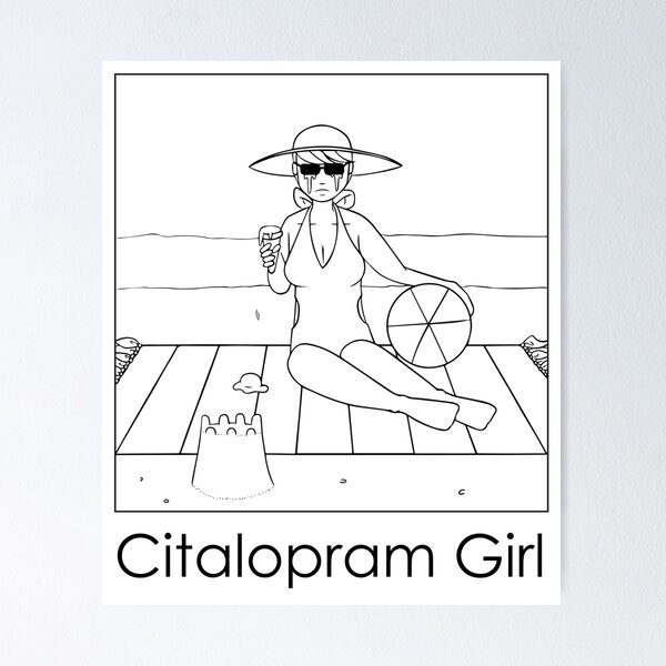 Citalopram Girl - Black Lines Poster
