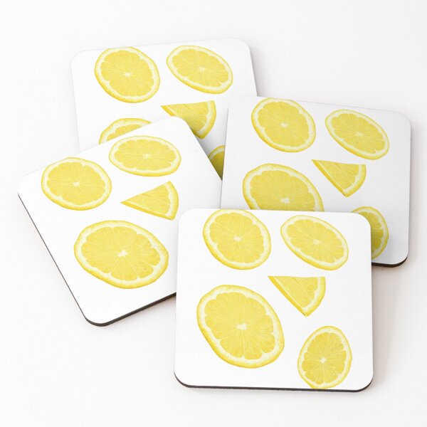 Item preview, Vibrant Yellow Lemon Slices and Wedge on Black Background designed and sold by Creative88Art.