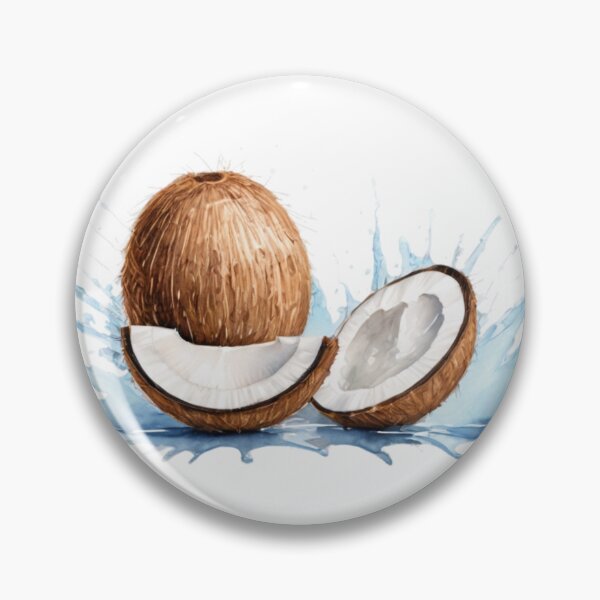 Item preview, Whole Coconut and Halved Coconut with Water Splash on Black Background designed and sold by Creative88Art.
