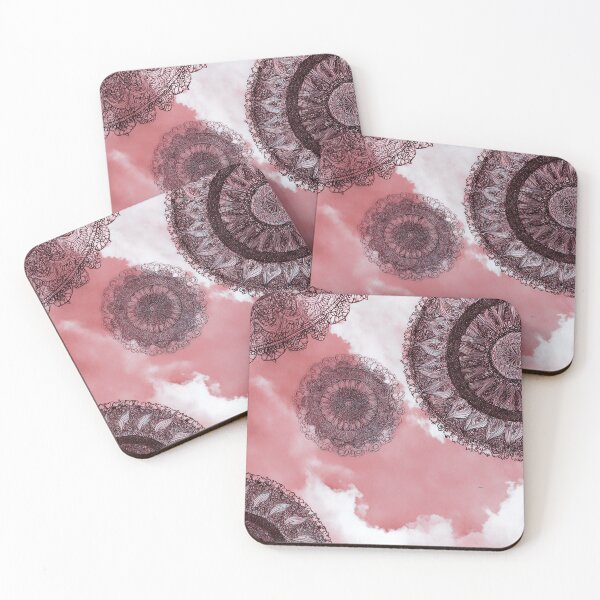Item preview, Roseate Sky Mandalas - Ethereal Crimson Circles designed and sold by djovan.