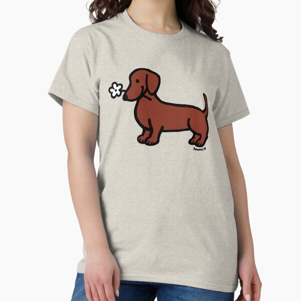 Vista previa del artículo con la obra «Red Dothshund liso Tiny Flower», diseñado y vendido por HappyLabradors.