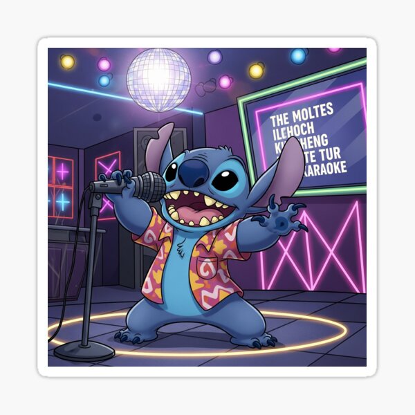 Item preview, Stitch doing karaoke designed and sold by Books And More by Sita.