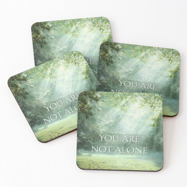 Item preview, You Are Not Alone – Encouraging Christian Quote in a Peaceful Forest Scene designed and sold by DivineWordsArt.