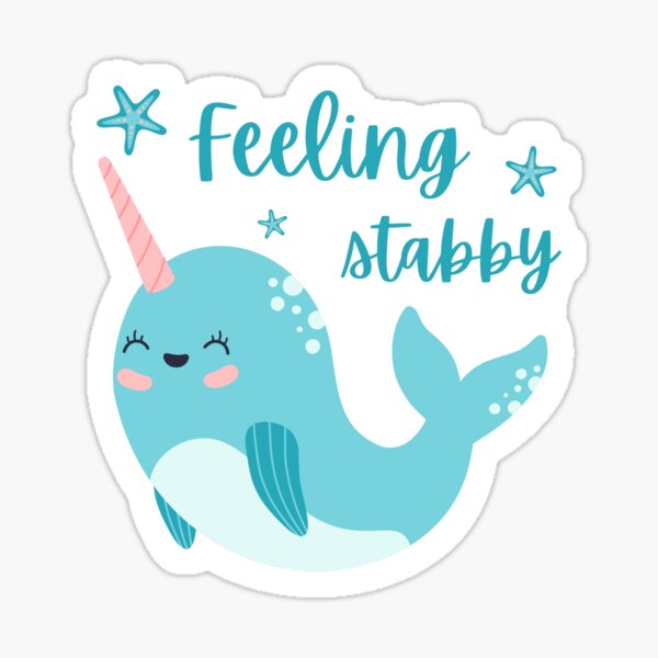 Item preview, Feeling Stabby - Cute Kawaii Narwhal designed and sold by Vibe Collective Apparel.