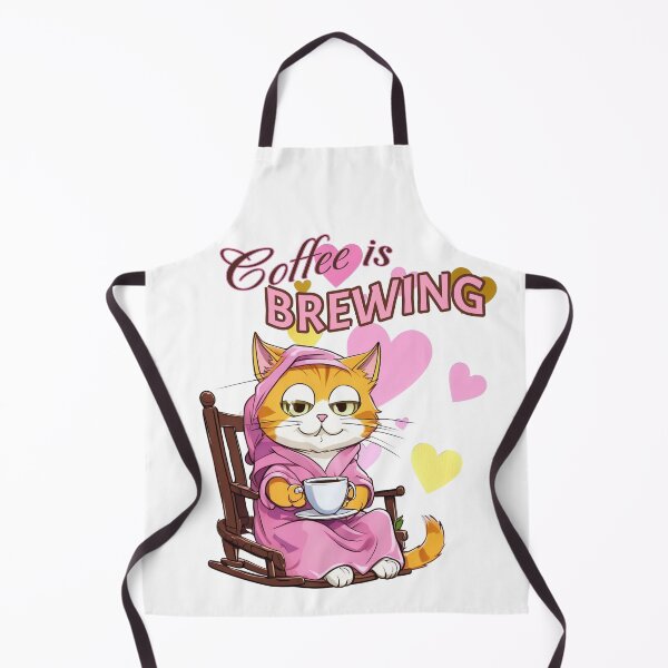 Item preview, Coffee is Brewing Yellow Cat in Pink designed and sold by Jessielee72.