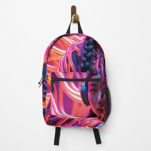 Item preview, Cyberpunk Tribal Goddess — Neon Pink and Orange Digital Art designed and sold by ArtiQreate.