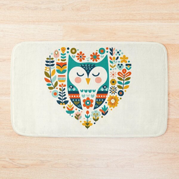 Item preview, Cute Owl Heart - Scandinavian Folk Art by heidiannemorris © designed and sold by FOLK ART FUSION by heidiannemorris.