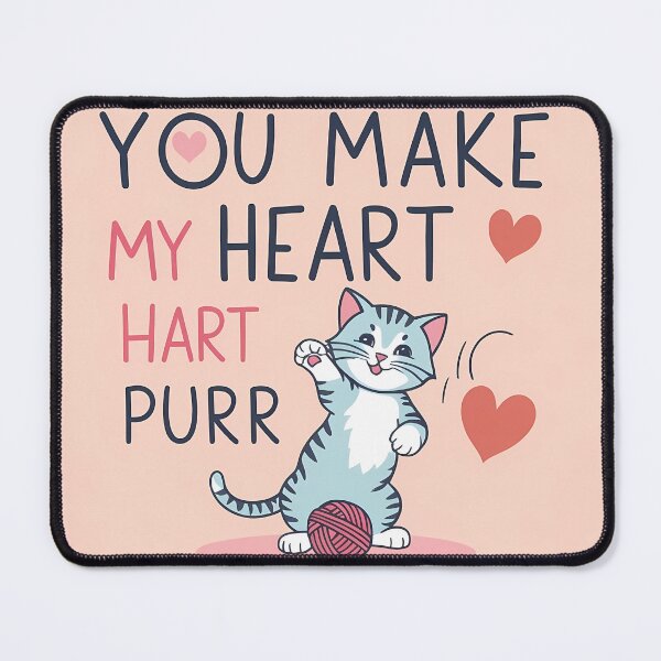 Item preview, Playful love with heart "You make my heart purr" designed and sold by PixelForge.com.de.