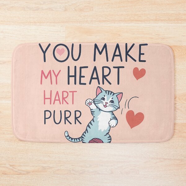 Item preview, Playful love with heart "You make my heart purr" designed and sold by PixelForge.com.de.