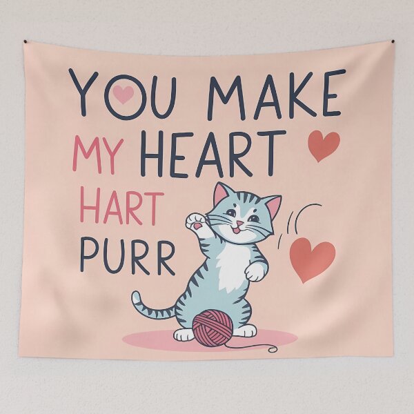 Item preview, Playful love with heart "You make my heart purr" designed and sold by PixelForge.com.de.