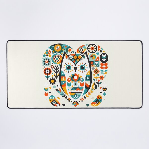 Item preview, Wise Owl Heart - Scandinavian Folk Art by heidiannemorris © designed and sold by FOLK ART FUSION.