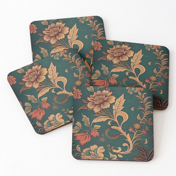 Item preview, Dark Emerald Garden: Golden Botanical Tapestry designed and sold by ShadowAndSlate.
