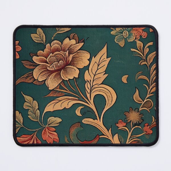 Item preview, Dark Emerald Garden: Golden Botanical Tapestry designed and sold by ShadowAndSlate.